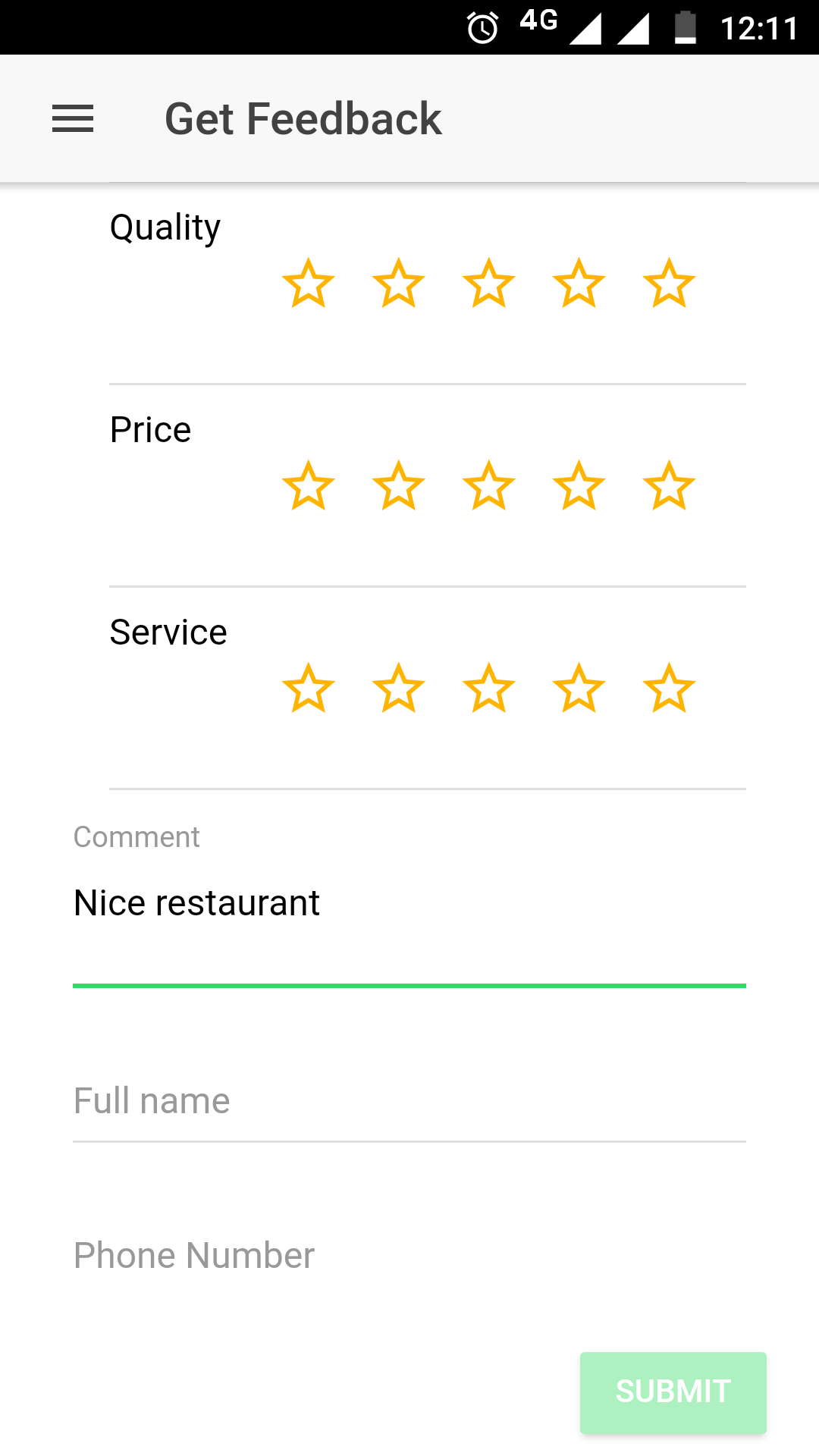 customer feedback application